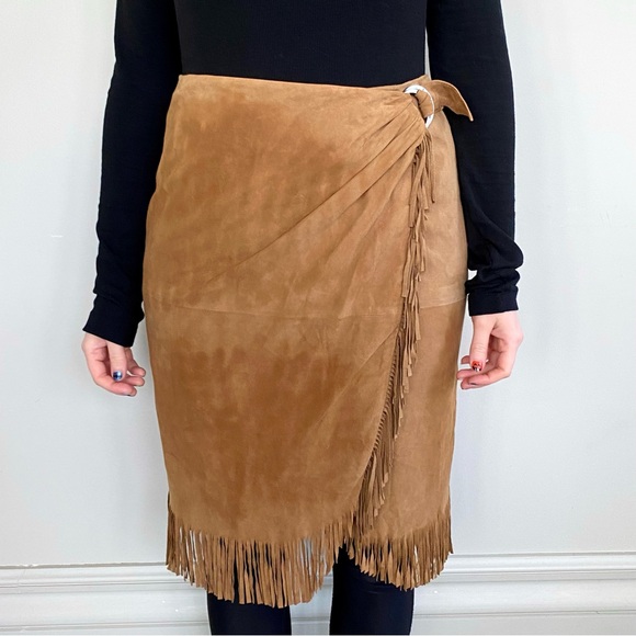 Ralph Lauren Dresses & Skirts - Ralph Lauren fringe suede wrap skirt. 🤎